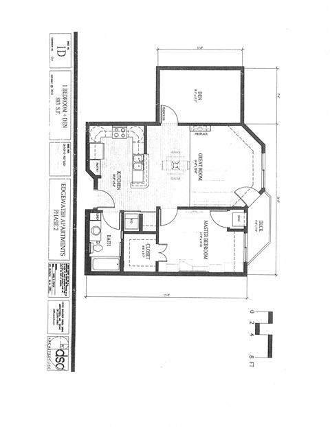 Floor plan for 1 bed, 1 bath, 883 sqft
